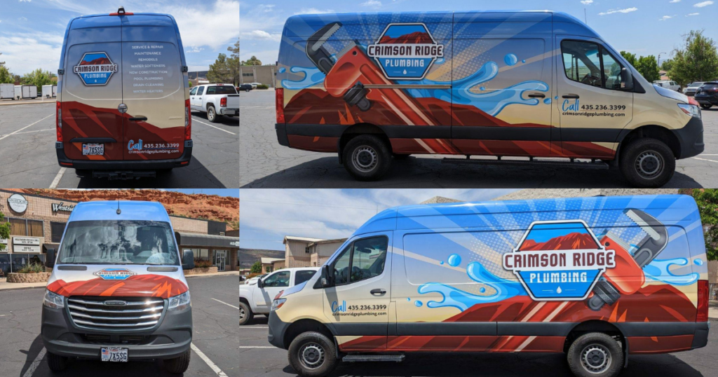 Vehicle wrap designed by Polarity Design Team for Crimson Ridge Plumbing in Saint George, UT